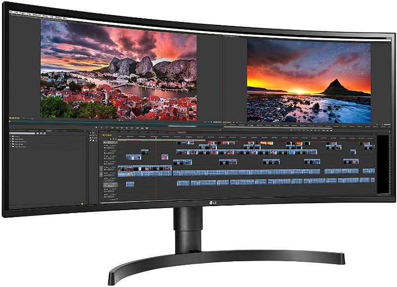 Photo 1 of LG LED Monitor 34" Curved UltraWide WQHD (3840 x 1440) IPS Display, 99% Color Accuracy, Immersive, Detailed Contrast, USB-C, Anti-Glare, Adjustable - Black
