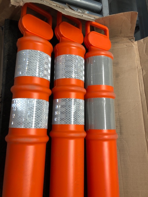 Photo 4 of Cortina EZ Grab Delineator 45" Post, 3" Hip Collars with 10 lb Base, 03-747RBC-3, Orange, 3 Pack