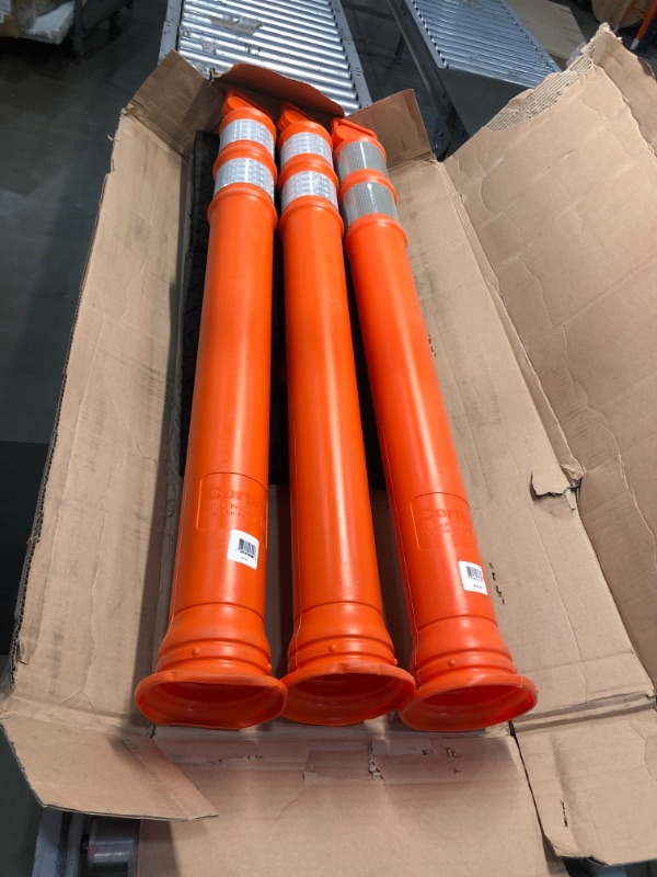 Photo 2 of Cortina EZ Grab Delineator 45" Post, 3" Hip Collars with 10 lb Base, 03-747RBC-3, Orange, 3 Pack