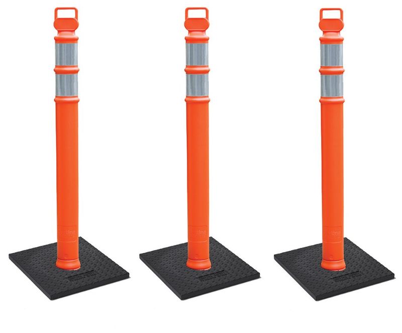 Photo 1 of Cortina EZ Grab Delineator 45" Post, 3" Hip Collars with 10 lb Base, 03-747RBC-3, Orange, 3 Pack