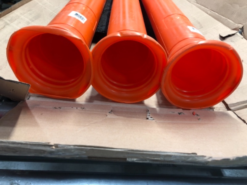 Photo 3 of Cortina EZ Grab Delineator 45" Post, 3" Hip Collars with 10 lb Base, 03-747RBC-3, Orange, 3 Pack