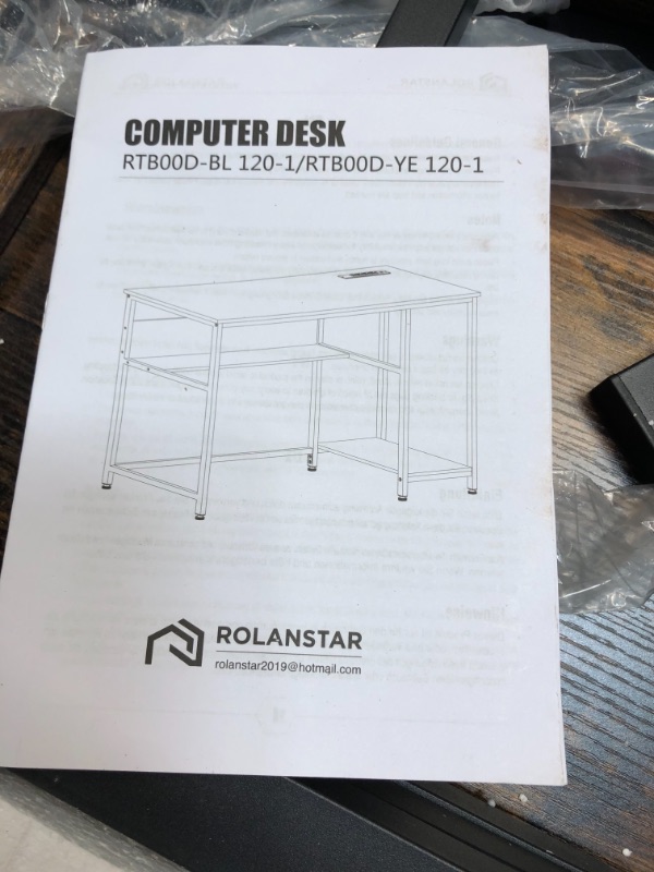 Photo 4 of Rolanstar Computer Desk with Power Outlet, Keyboard Tray and Monitor Stand 47 Inch