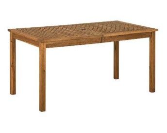 Photo 1 of Acacia Wood Patio Simple Dining Table in Brown - Walker Edison OWSDTBR