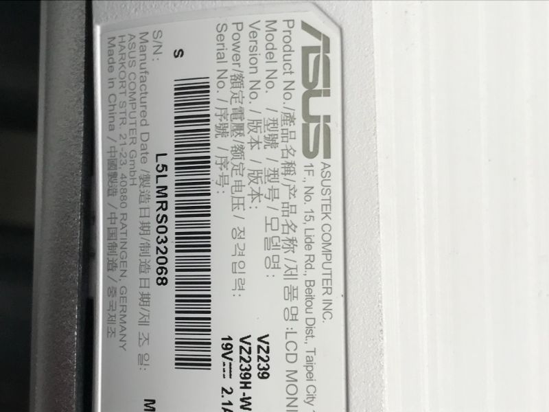 Photo 1 of Asus VZ239H-W 23" Full HD 1080P IPS HDMI VGA Eye Care Monitor White White/Silver