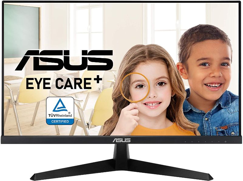Photo 1 of ASUS VY249HE 23.8” Eye Care Monitor, 1080P Full HD, 75Hz, IPS, Adaptive-Sync/FreeSync, Eye Care Plus, Color Augmentation, Rest Reminder, Antibacterial Surface, HDMI VGA, Frameless, VESA Wall Mountable