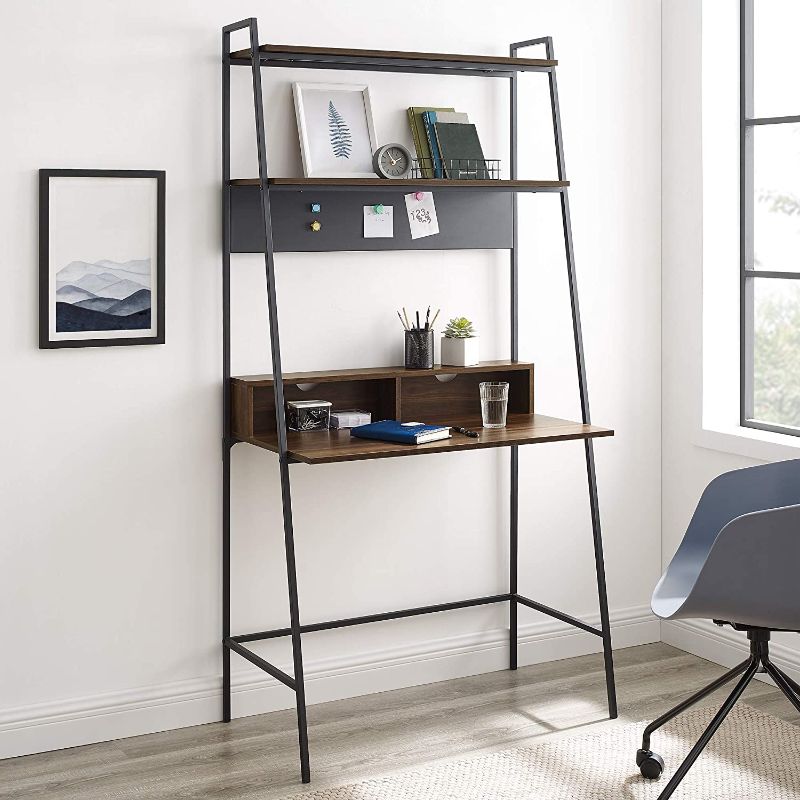 Photo 1 of Walker Edison Modern Wood Ladder Computer Desk Home Office Workstation, 36 Inch, Dark Walnut
