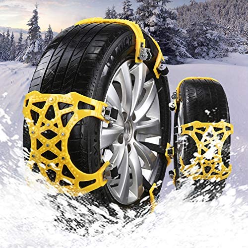 Photo 1 of Anti-Skid Snow Chains Snow Tire Traction Chain Adjustable For Car/SUV/Trucks-for Universal Tire Width 165-275mm/6.4-10.9'' (Yellow)-Set of 4
