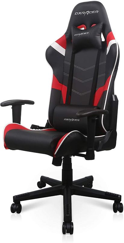 Photo 1 of DXRacer P Series Gaming Chair, Premium PVC Leather Racing Style Office Computer Seat Recliner with Ergonomic Headrest and Lumbar Support, Black and Red
