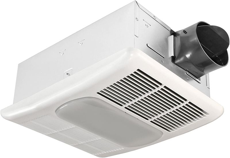 Photo 1 of Delta Electronics (Americas) Ltd. RAD80L Radiance 80 CFM Exhaust Light and Heater Ventilation Bath Fan, White
