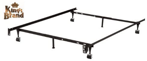 Photo 1 of 6-Leg Heavy Duty Adjustable Metal Queen, Full, Full XL, Twin, Twin XL, Bed Frame with Rug Rollers & Locking Wheels
