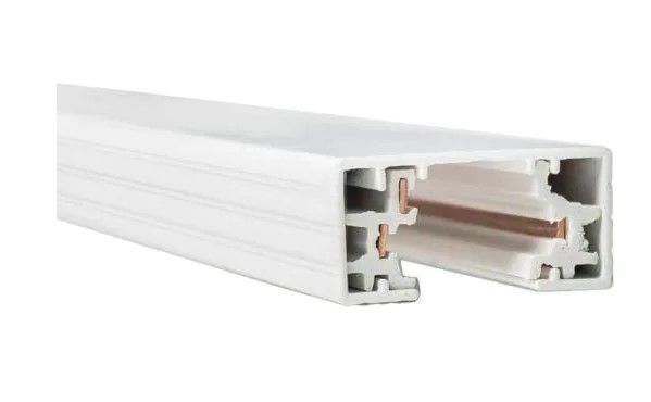 Photo 1 of 4 ft. 120-Volt White Single Circuit H-Track Lighting Fixed Track Lighting Rail with 2 Endcaps