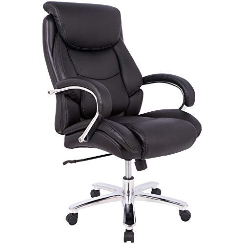 Photo 1 of AmazonBasics Big & Tall Executive Office Desk Chair - Adjustable With Armrest, 500-Pound Capacity - Black With Pewter Finish, BIFMA Certified