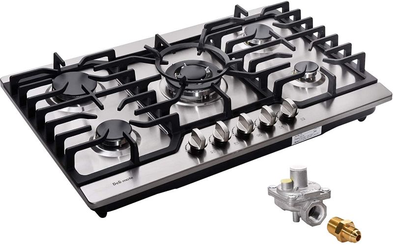 Photo 1 of 30 Inch Gas Cooktop LPG/NG Convertible 5 Burners Gas Stovetop Stainless Steel Gas Hob Built-In Gas Cooktop DM527-SA05 Gas Stovetop