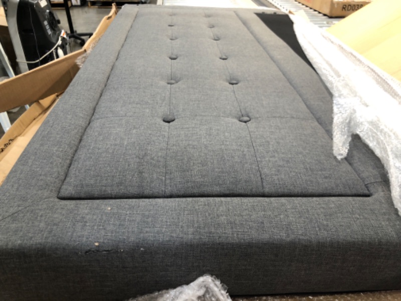 Photo 4 of Classic Brands Mornington Upholstered Platform Bed | Headboard and Metal Frame with Wood Slat Support, Full, Grey