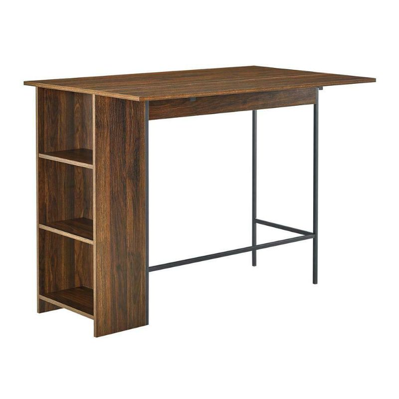 Photo 1 of 48" Counter Height Drop Leaf Table with Storage - Dark Walnut