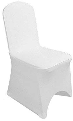 Photo 1 of Amon Tech 50Pcs Arched Front Polyester Spandex Flat Chair Cover Stretchable Protector Slipcovers for Wedding Party Banquet Dining Decoration
