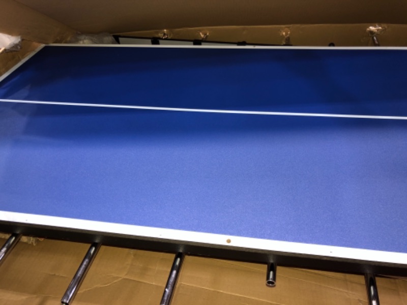 Photo 2 of MD Sports 54" 4 in 1 Combo Game Table, Foosball, Slide Hockey, Table Tennis, Pool, Accessories Included, Brown