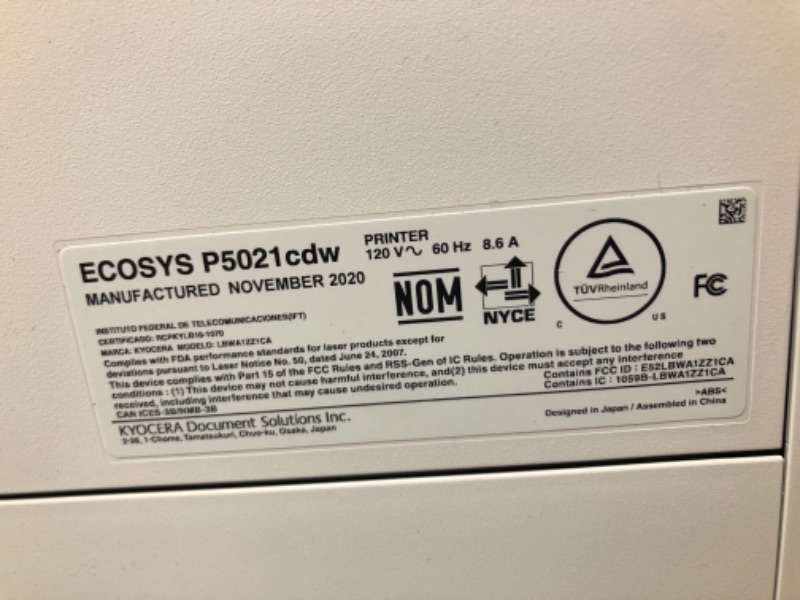 Photo 2 of Kyocera ECOSYS P5021cdw Color Laser Printer