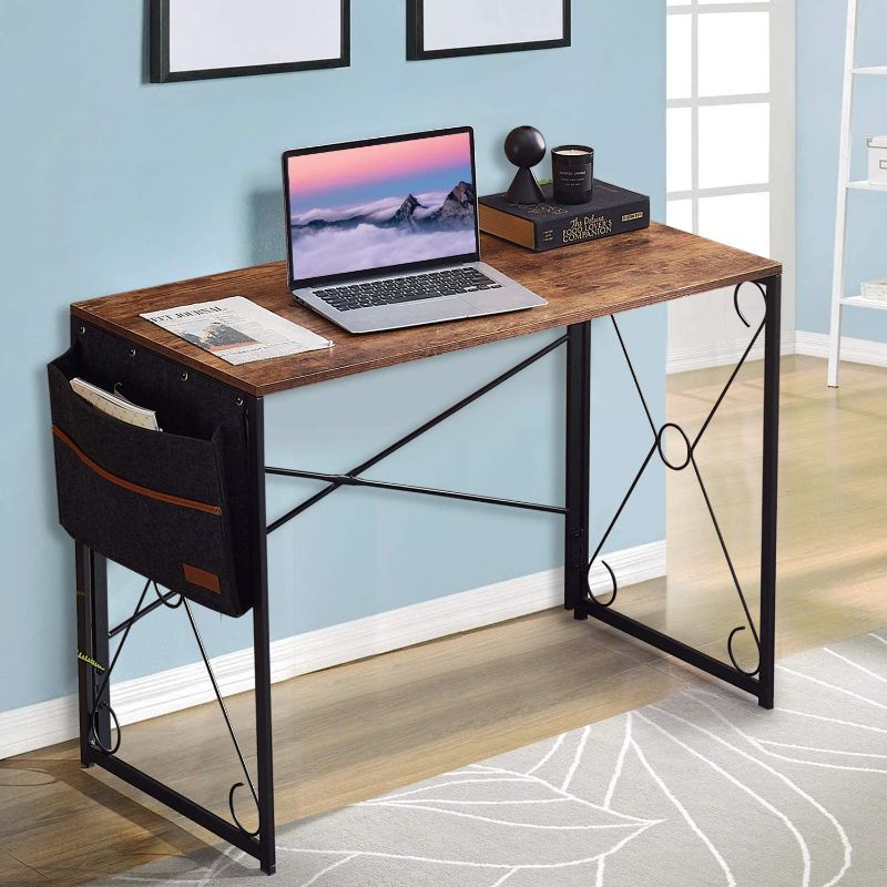 Photo 1 of VECELO Writing Computer Folding Desk/Sturdy Steel Laptop Table with Storage Bag for Home Office Work,Rustic Brown
39.3" x 19.7" 