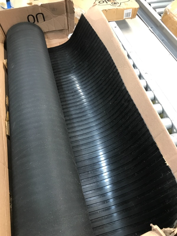 Photo 2 of Wide Rib Corrugated Rubber Floor Mat, 1/8" Thick x 3' x 20' Roll, Black.