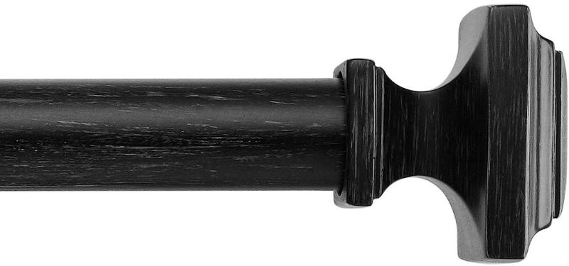 Photo 1 of 
MODE Farmhouse Collection Single Curtain Rod Set with Cottage Square Finials - 72 to 144 in, Black