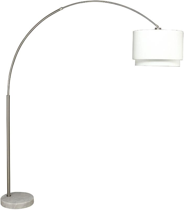 Photo 1 of 6938DS-WH Major-Q Modern Fishing Pole Arch Floor Lamp and Marble Base, 8" x 40" x 81"