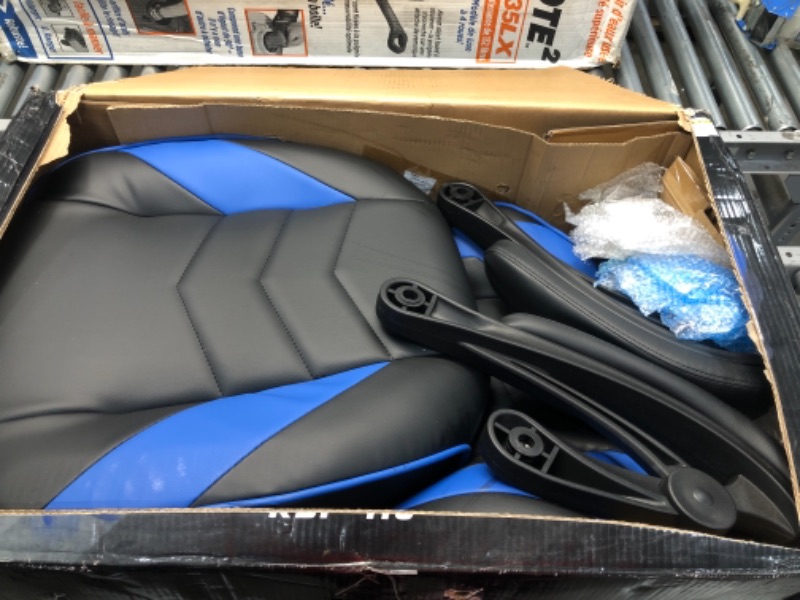 Photo 1 of Respawn RSP-110 Racing Style Gaming, Reclining Ergonomic Chair with Footrest, Blue
**MISSING SOME HARDWARE**