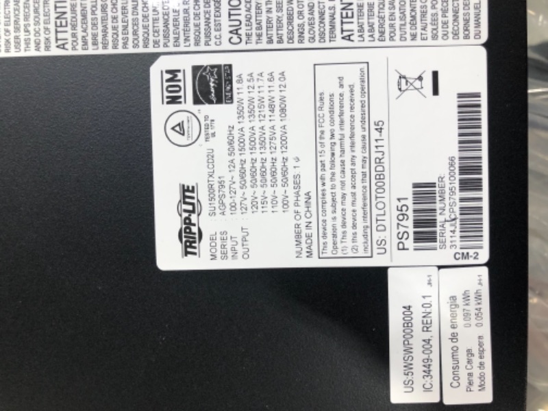 Photo 4 of Tripp Lite Smart Online 1.5kVA UPS Back Up, Double-Conversion, 120V 1.35kW 2U Rack / Tower, Extended Run, Network Card Slot, LCD, USB, DB9