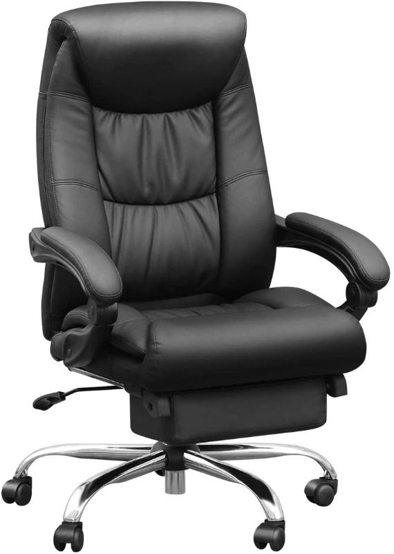 Photo 1 of Duramont Reclining Leather Office Chair - High Back Executive Chair - Thick Seat Cushion - Ergonomic Adjustable Seat Height and Back Recline - Desk and Task Chair
