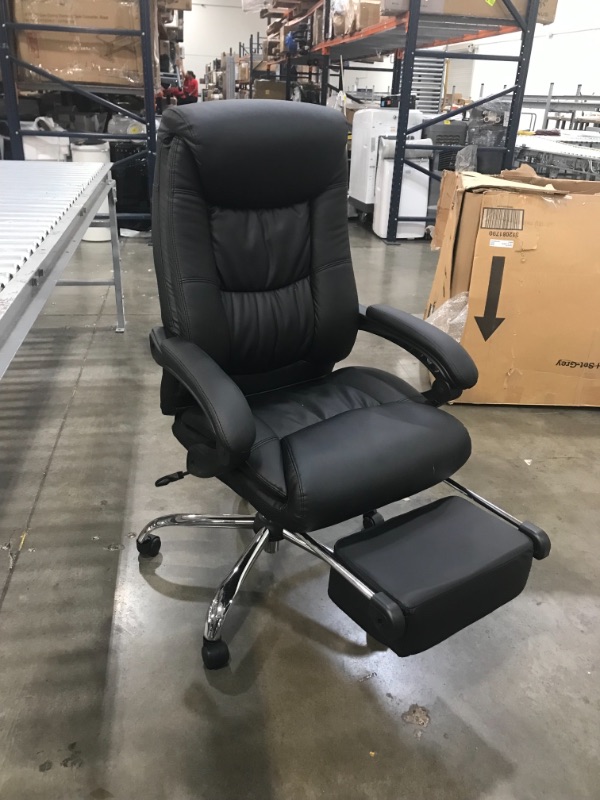 Photo 2 of Duramont Reclining Leather Office Chair - High Back Executive Chair - Thick Seat Cushion - Ergonomic Adjustable Seat Height and Back Recline - Desk and Task Chair
