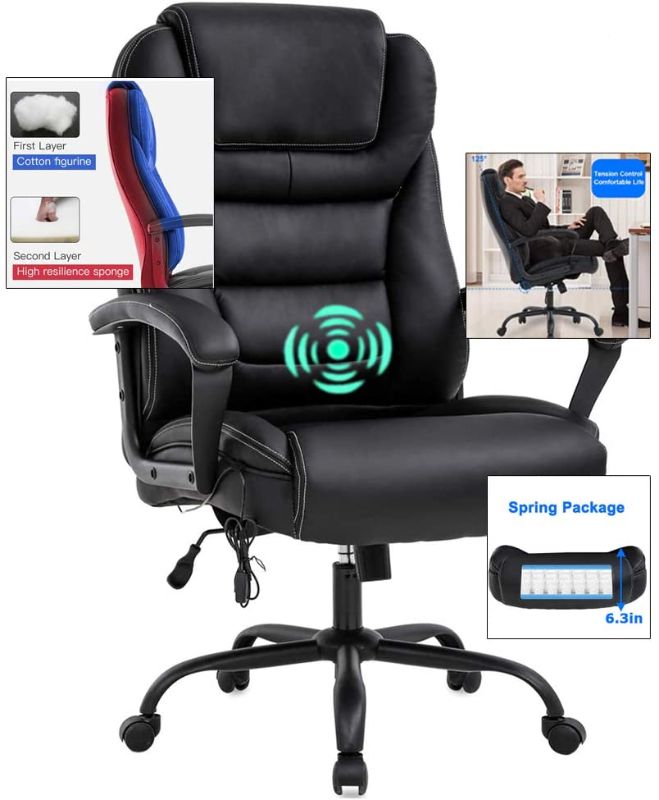 Photo 1 of Big and Tall 500lbs Office Chair, Ergonomic Desk Chair,Wide Seat PU Leather Executive Chair with Lumbar Support,High Back Computer Chair,Swivel Task Chair for Managerial Home Heavy People Women,Black
