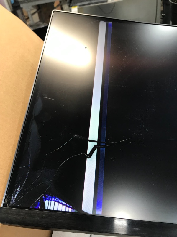 Photo 2 of Samsung 49" Charcoal Black CHG90 QLED Gaming Monitor
**MISSING ACCESSORIES, STAND AND POWER CORD**SCREEN IS DAMAGED**