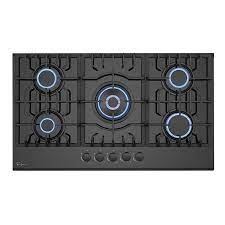 Photo 1 of 36 in. Gas Stove Cooktop with Italy SABAF 5-Burners NG/LPG Convertible in Black Tempered Glass
