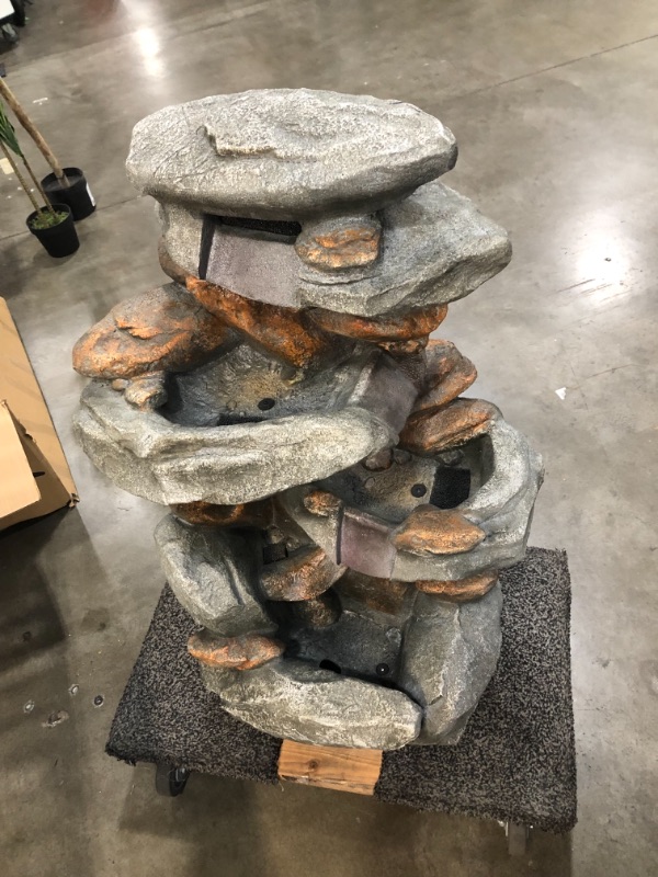 Photo 6 of Alpine Corporation Alpine WIN316 Waterfall 4-Tiered Rock Fountain w/LED Lights, 40 Inch Tall, Pack of 1, Beige
**MISSING PUMP**