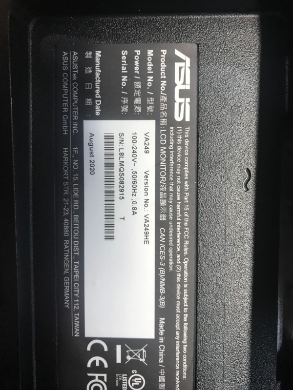 Photo 4 of ASUS 23 in " 1080P Monitor (VA249HE) - Full HD, Wide 178° Viewing Angle, 5ms, Eye Care, Blue Light Filter, Flicker Free, VESA Mountable, HDMI, VGA, Tilt Adjustable
