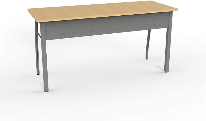 Photo 1 of Linea Italia Trento Modern Large Writing Easy to Assemble Metal Computer Desk, Wood Top | Laptop Table for Home or Office, 60" x 24", Oatmeal

//cosmetic damage// missing hardware 
