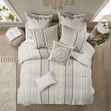 Photo 1 of Ink + Ivy Imani Cotton 3 Piece Comforter Mini Set - Ivory - King/Cal. King