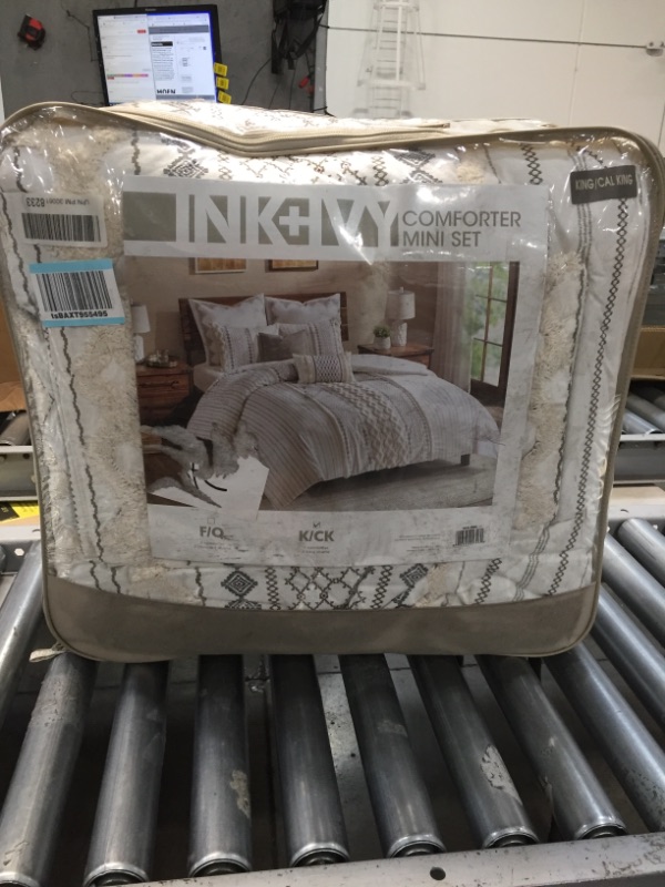 Photo 3 of Ink + Ivy Imani Cotton 3 Piece Comforter Mini Set - Ivory - King/Cal. King