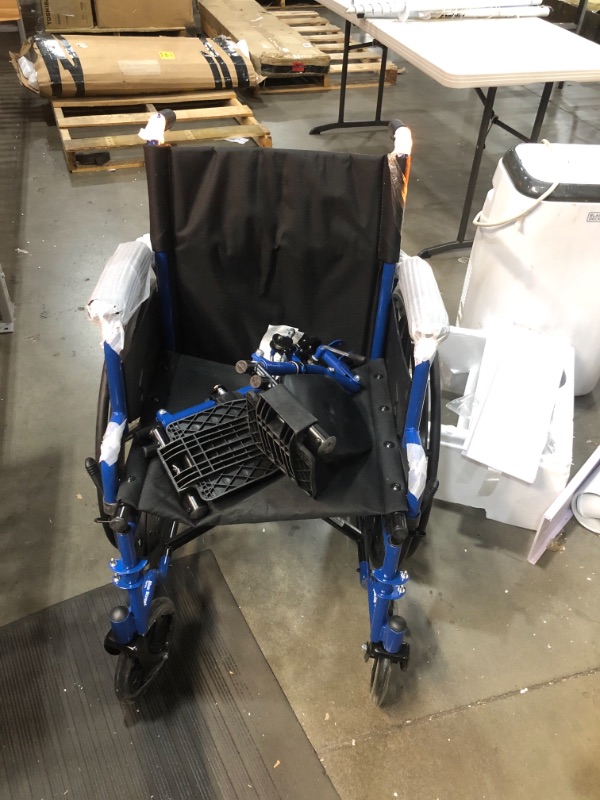 Photo 5 of Drive Medical Blue Streak Wheelchair with Flip Back Desk Arms, Elevating Leg Rests, 18 inch Seat