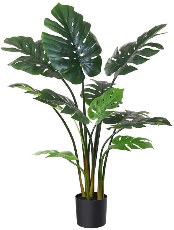 Photo 1 of Fopamtri Artificial Monstera Deliciosa Plant 43 Inch Fake Tropical Palm Tree Perfect Faux Swiss Cheese Plant for Home Garden Off