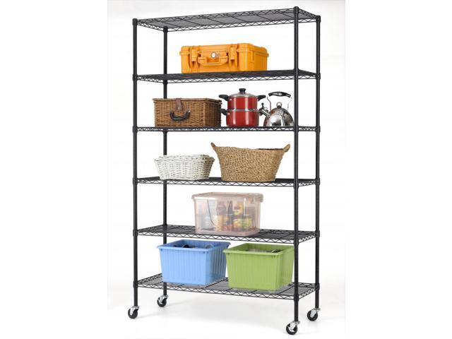 Photo 1 of 48" Lx18 Wx82 H Wire Shelving Unit Heavy Duty Height Adjustable NSF Certification Utility Rolling Steel Commercial Grade with Wheels for Kitchen Bathroom Office
