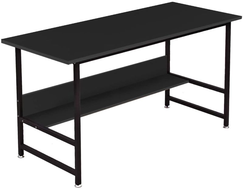 Photo 1 of Jerry & Maggie - Office Desks Computer Desk Black Table Plain Simple Lap Desk Personal Work Station U Shape Steel Legs Book Shelf for Reading Writing Livingroom Bedroom - Black
