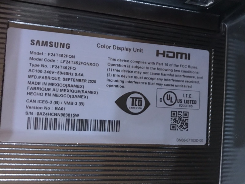 Photo 1 of Samsung FT45 Series 24-Inch FHD 1080p Computer Monitor, 75Hz, IPS Panel, HDMI, USB Hub, Height Adjustable Stand, 3 Yr WRNTY (LF24T452FQNXGO)
