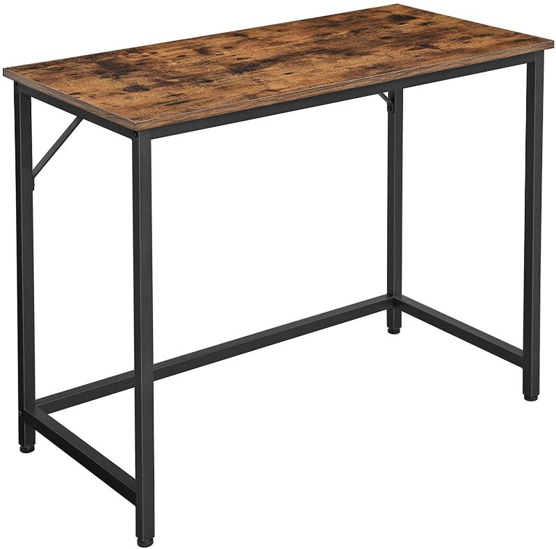 Photo 1 of VASAGLE Computer Desk, 39-Inch Writing Desk, Home Office Small Study Workstation, Industrial Style PC Laptop Table, Simple Assembly, Metal Frame, Rustic Brown and Black ULWD41X
