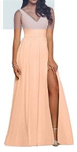 Photo 1 of SIMILAR TO STOCK PHOTO. NOT THE SAME 
Peach Gown with 1in straps and split leg 
Size 12 