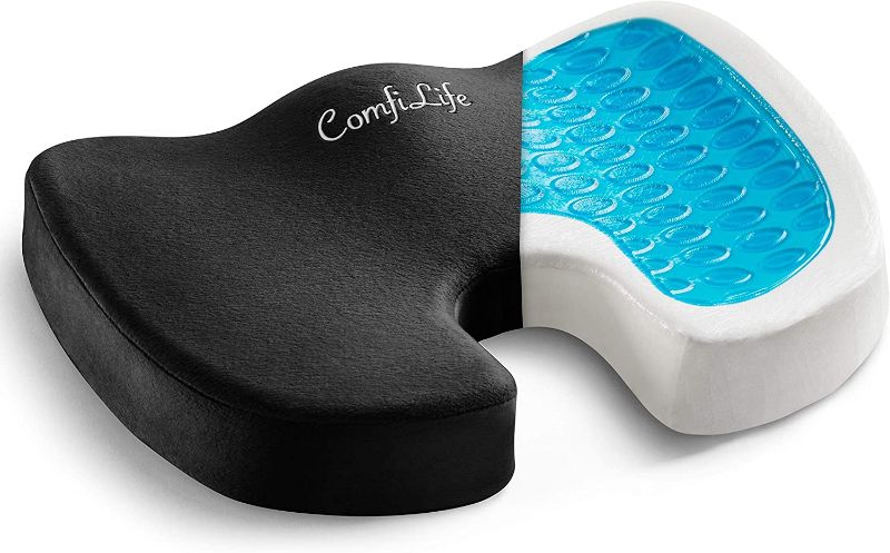 Photo 1 of ComfiLife Gel Enhanced Seat Cushion - Non-Slip Orthopedic Gel & Memory Foam Coccyx Cushion for Tailbone Pain - Office Chair Car Seat Cushion - Sciatica & Back Pain Relief (Black)
