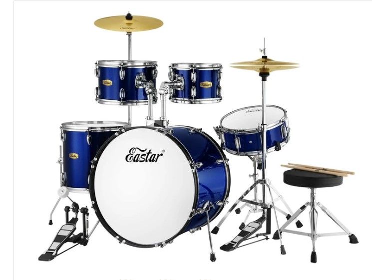 Photo 1 of Eastar EDS-480 22 inch Drum Set Kit Full Size for Adult Junior Teen 5 Piece with Cymbals Stands Stool and Sticks
