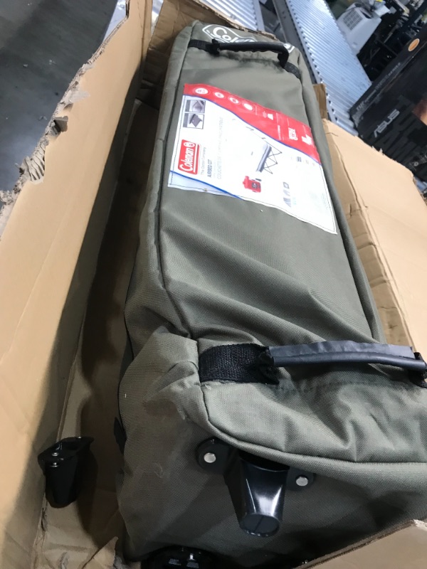Photo 1 of Coleman Camping Cot, Air Mattress, and Pump Combo | Folding Camp Cot and Air Bed with Side Tables and Battery Operated Pump
