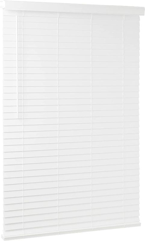 Photo 1 of Achim GII Madera Falsa 2-in Slat Width 46-in x 64-in Cordless White Vinyl Room Darkening Faux Wood Blinds