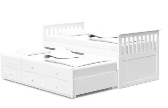 Photo 1 of BOX 1 OF 4**** 
Marco Island White Twin Captains Bed with Trundle and Drawers
